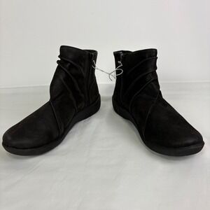 CLOUDSTEPPERS By Clarks SILLIAN TANA Women's 7.5 Ankle Boots Black Suede Ruched